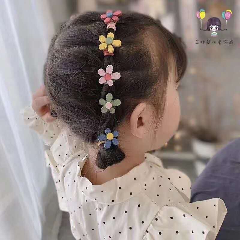 Conjunto de para niña pequeña, Anillo para el pelo con expresión de flores, joyería para niña, cuerda para el pelo, Anillo para el pelo, accesorios de joyería para niños