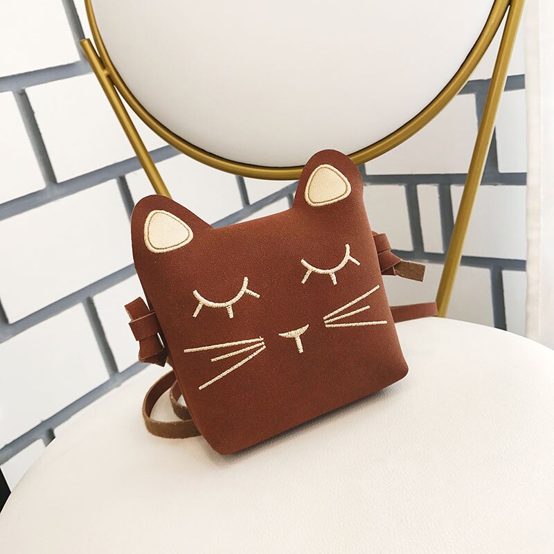 Cute PU Leather Kids Coin Purse Rabbit Bowknot Mini Messenger Bag Handbag Children Crossbody Bag for Girl Shoulder Bags: Chocolate