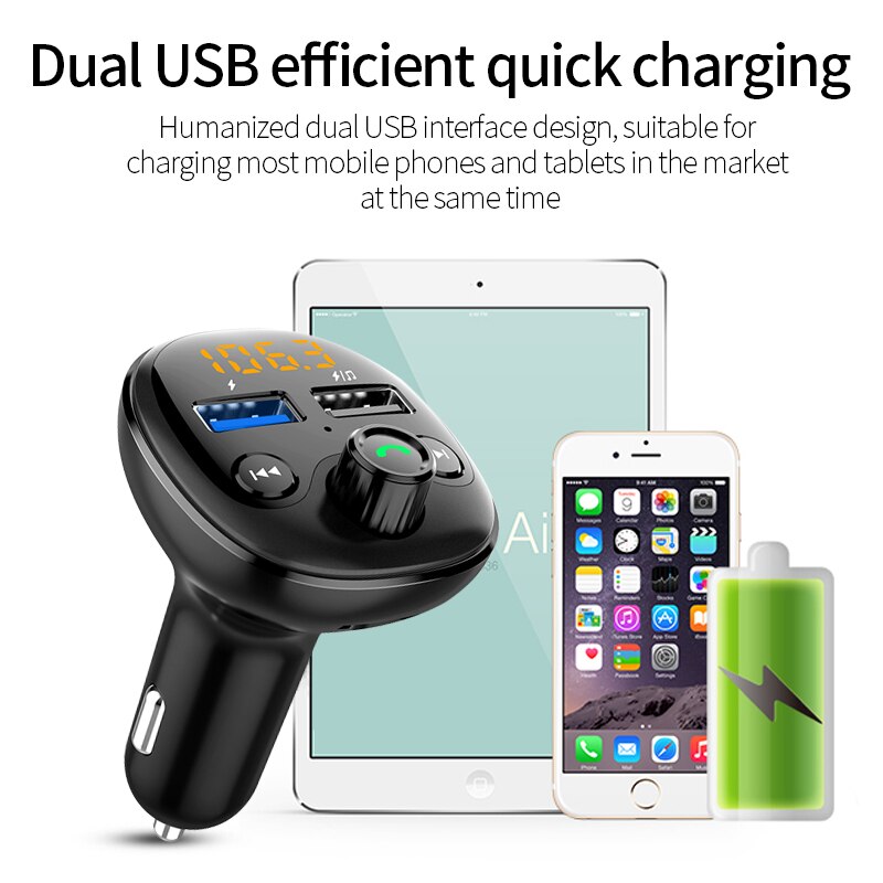 QC 3,0 Schnelle Auto Ladegerät Bluetooth Dual USB Mobile Auto Telefon Ladegerät Fm Transmitter Schnelle Lade MP3 TF Karte Musik auto Kit player