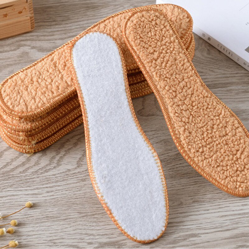 Herbst Winter Warme Wolle Einlagen Dicke Sohle unisex Plüsch Erhitzt Schuh Pad Atmungs Einfarbig Einlegesohlen 1 Paar