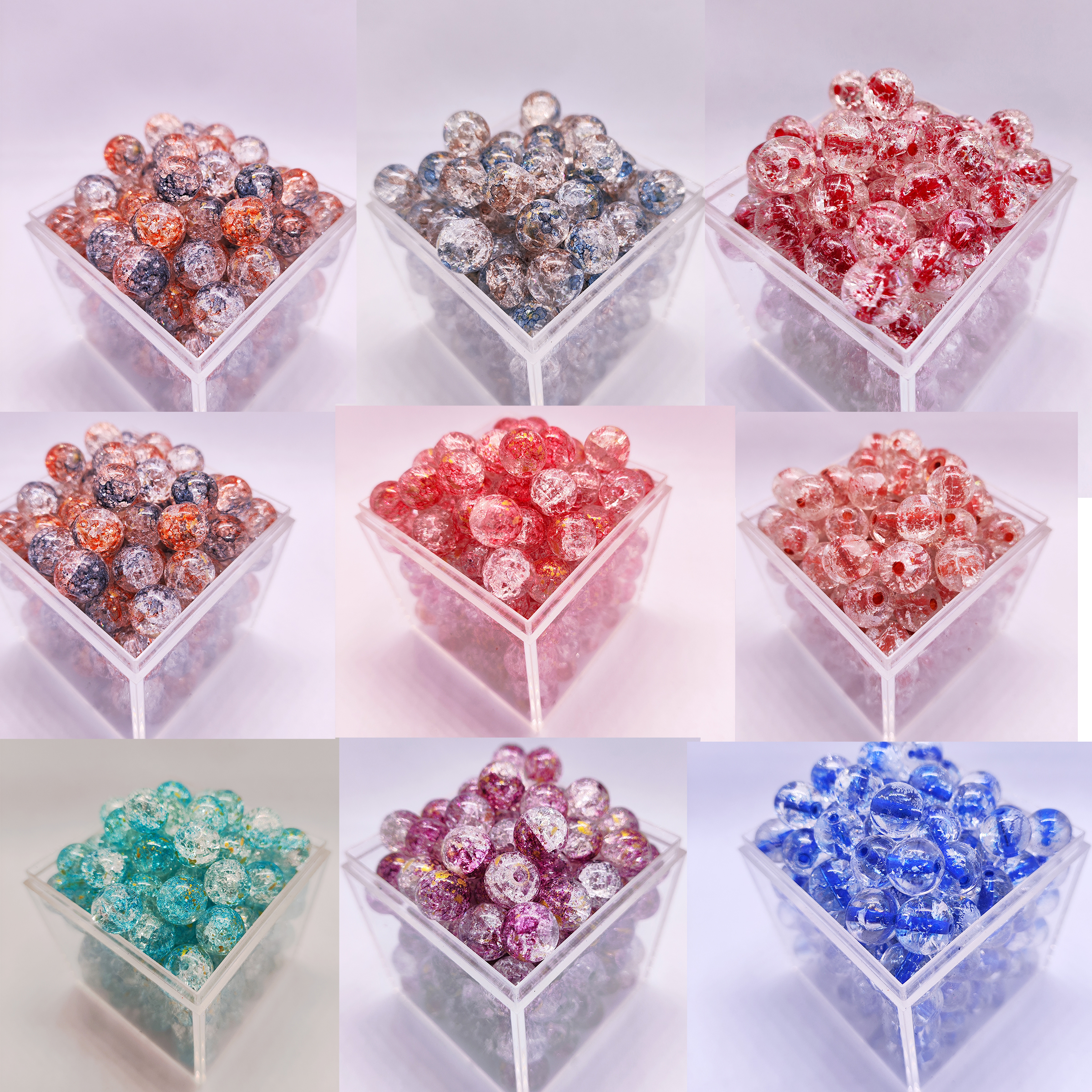 10mm 20 Uds. Cuentas de dos colores degradadas hechas a mano Diy chica hermosa pulsera de Multicolor collar cuentas sueltas joyería de hadas