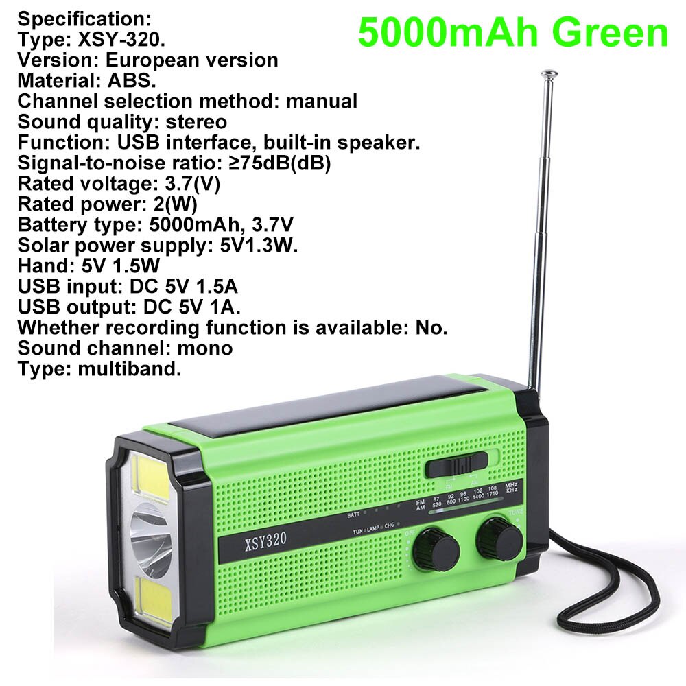 Solar Hand Crank Radio Am/Fm Emergency Radio Met L... – Vicedeal