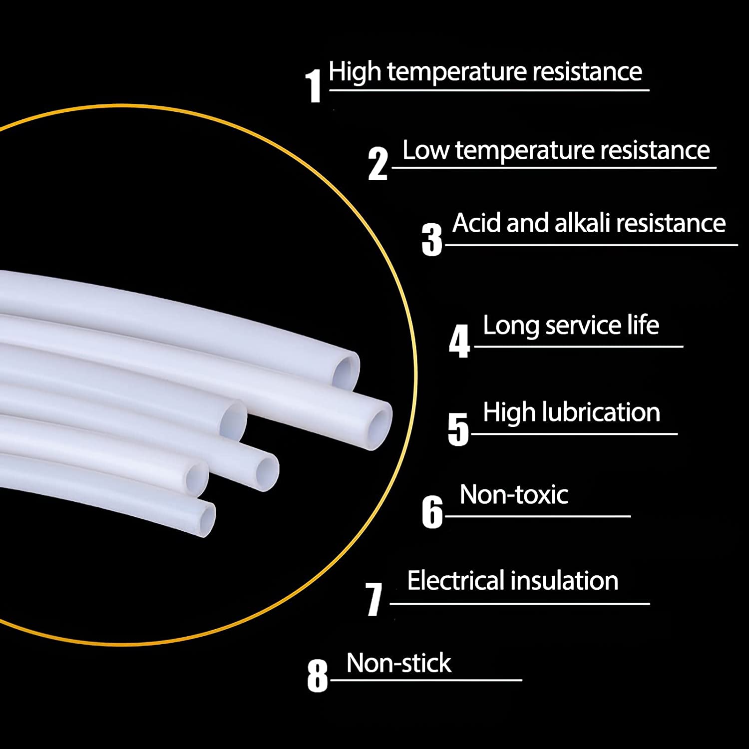 Tubo de PTFE de 1M, 1mm, 2mm, 3mm, 4mm, 6mm, 8mm, tubo Teflonto blanco para filamento de 1,75mm/3,0mm, piezas de impresora 3D, extrusora Bowden V5/V6 j-head