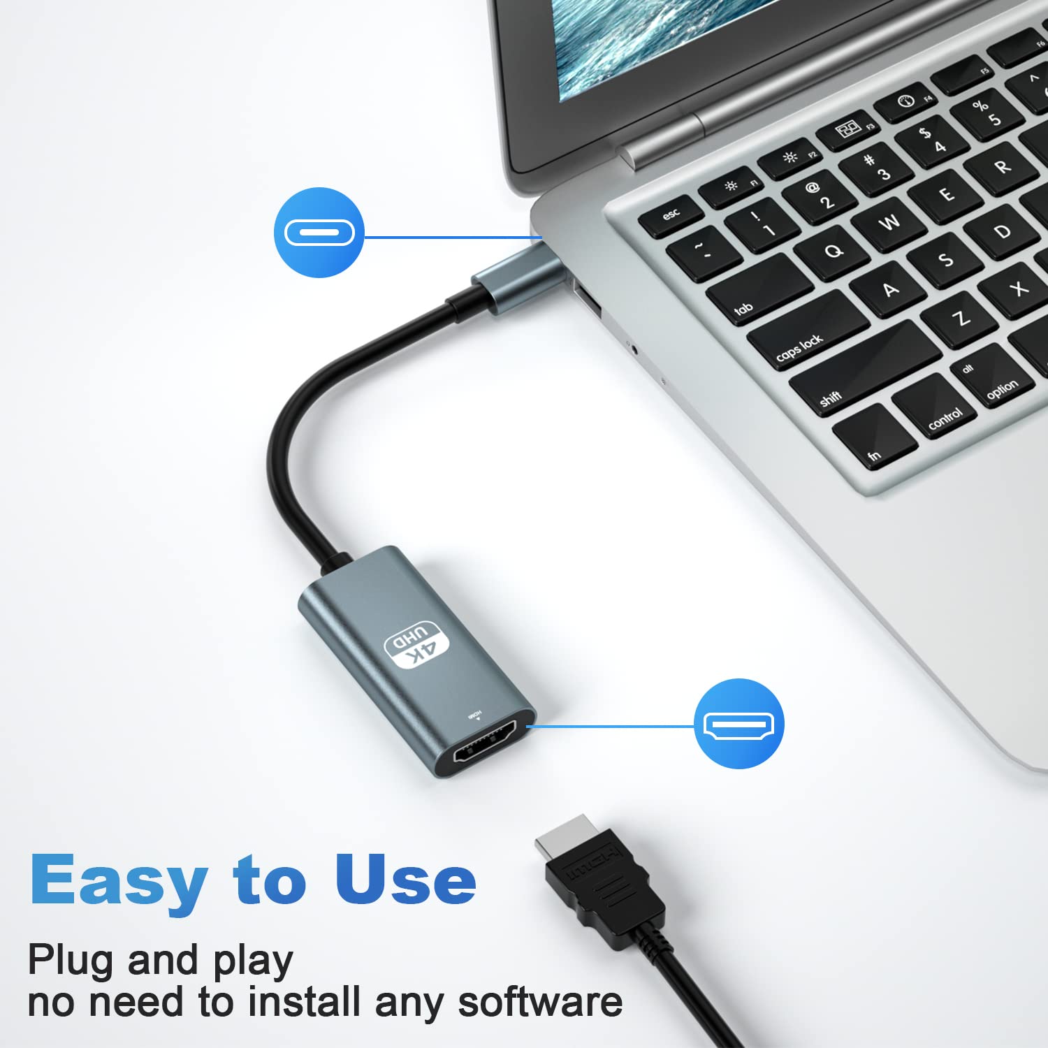 USB C to HDMI Adapter for Monitor,4K HDMI to USB C Laptop Docking Stations for MacBook Pro,USB Type C to HDMI Cable for iPad Air