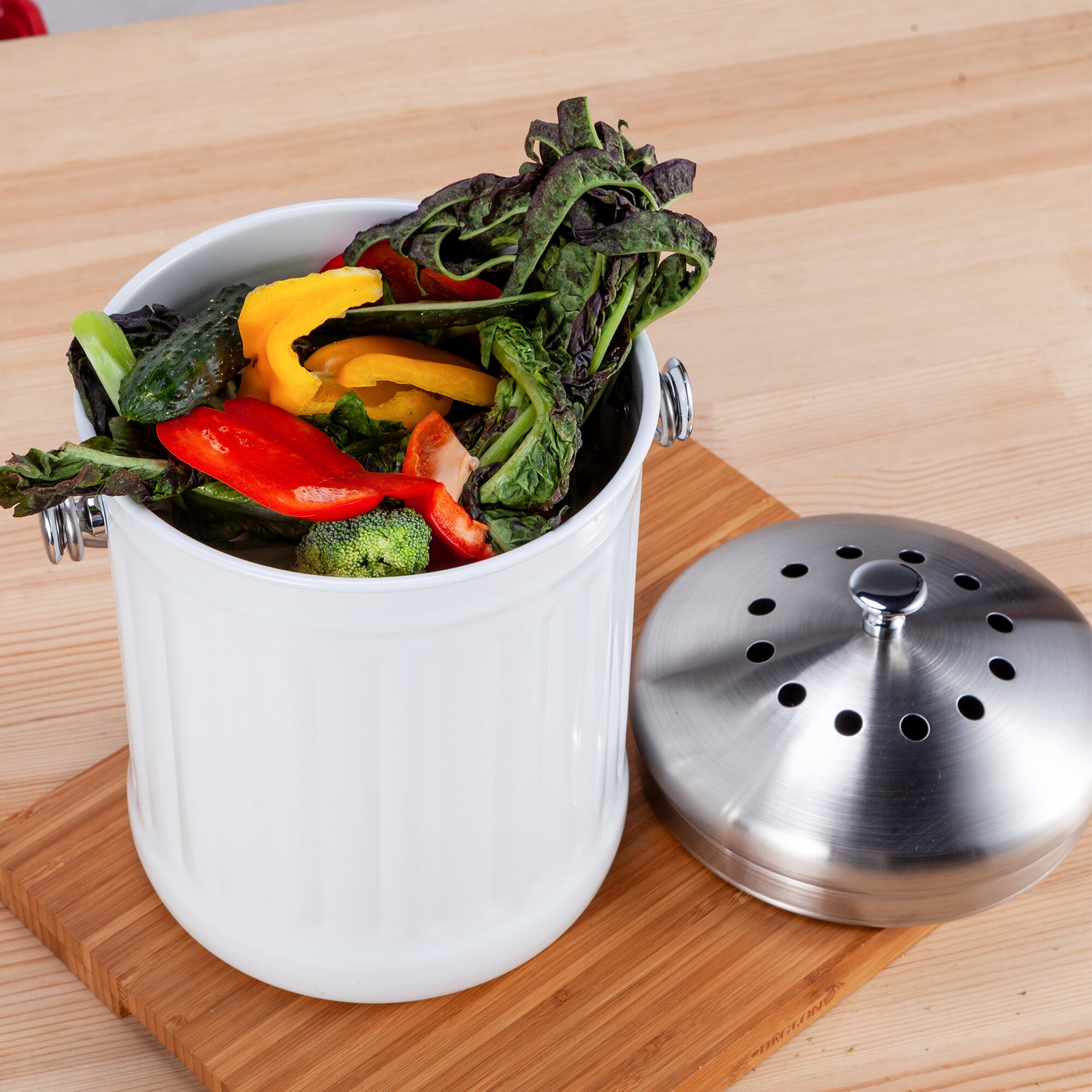 5l kompostbeholder vegetabilske rester skræl husholdning holdbart rustfrit stål køkken sort kulfilter køkkenaffaldsdåse