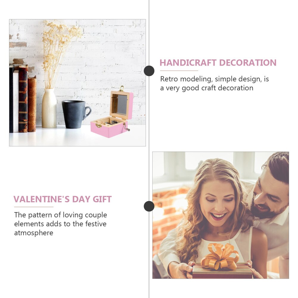 1Pc Mini Manual Movement Box Musical Box Wood Crafts Ornament