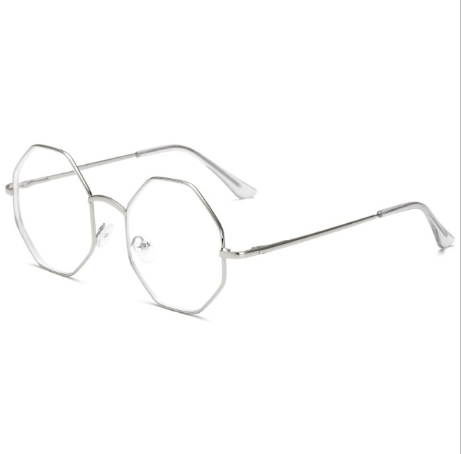 Lunettes octogonales à monture polygonale, monture de lunettes lisse pour hommes et femmes, monture de lunettes en métal clair, rétro
