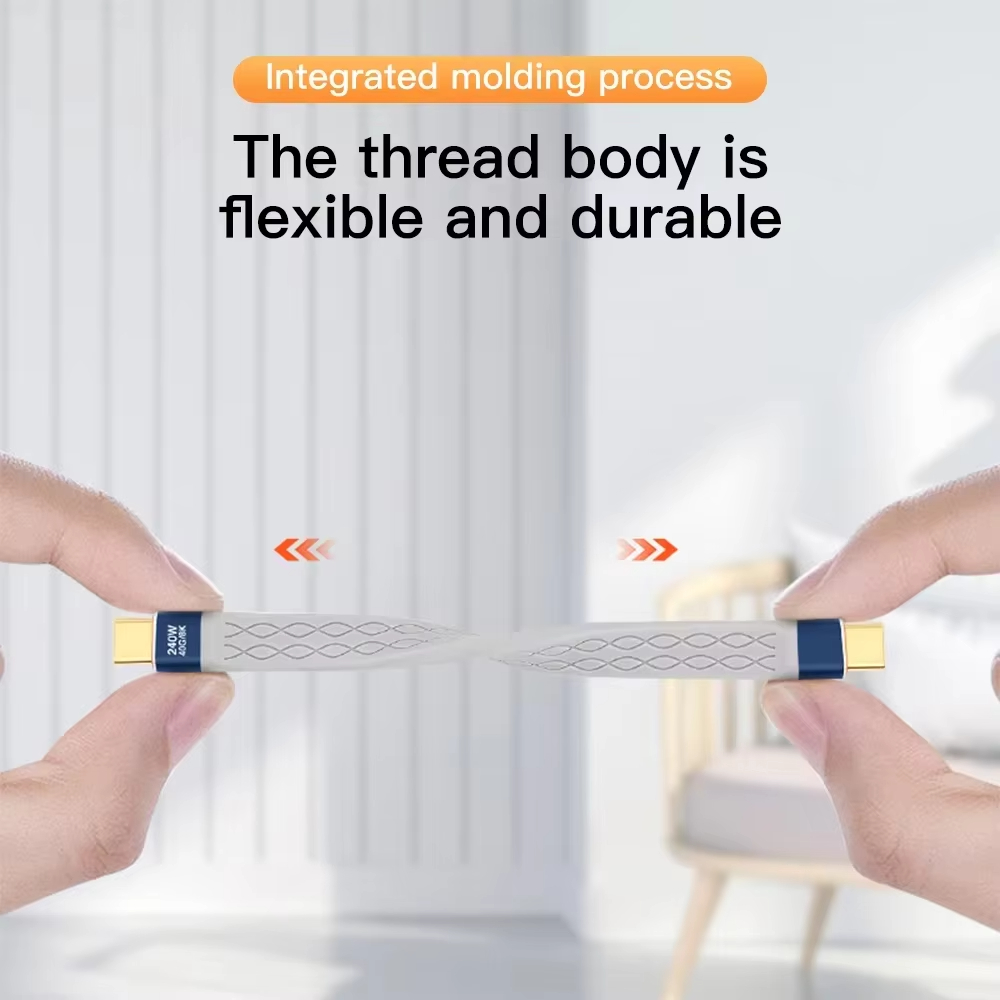 USB-C naar USB-C 240W korte kabel Snel opladen Type-C-snoer 40Gbps gegevensoverdracht 8K platte slanke FPC-gegevensoplaadverlengkabel ﻿