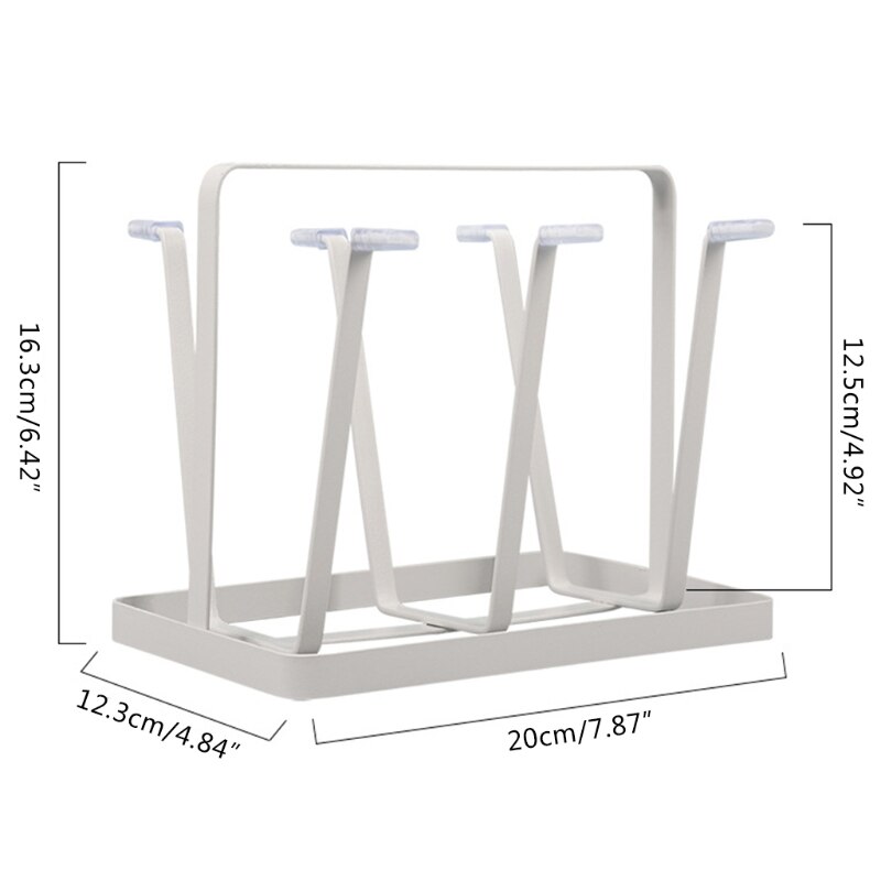 Cup Drying Rack Stand Beer Glasses Rack, 6 Cup Metal Drainer Holder Rack Non-Slip Mugs Cups Organizer