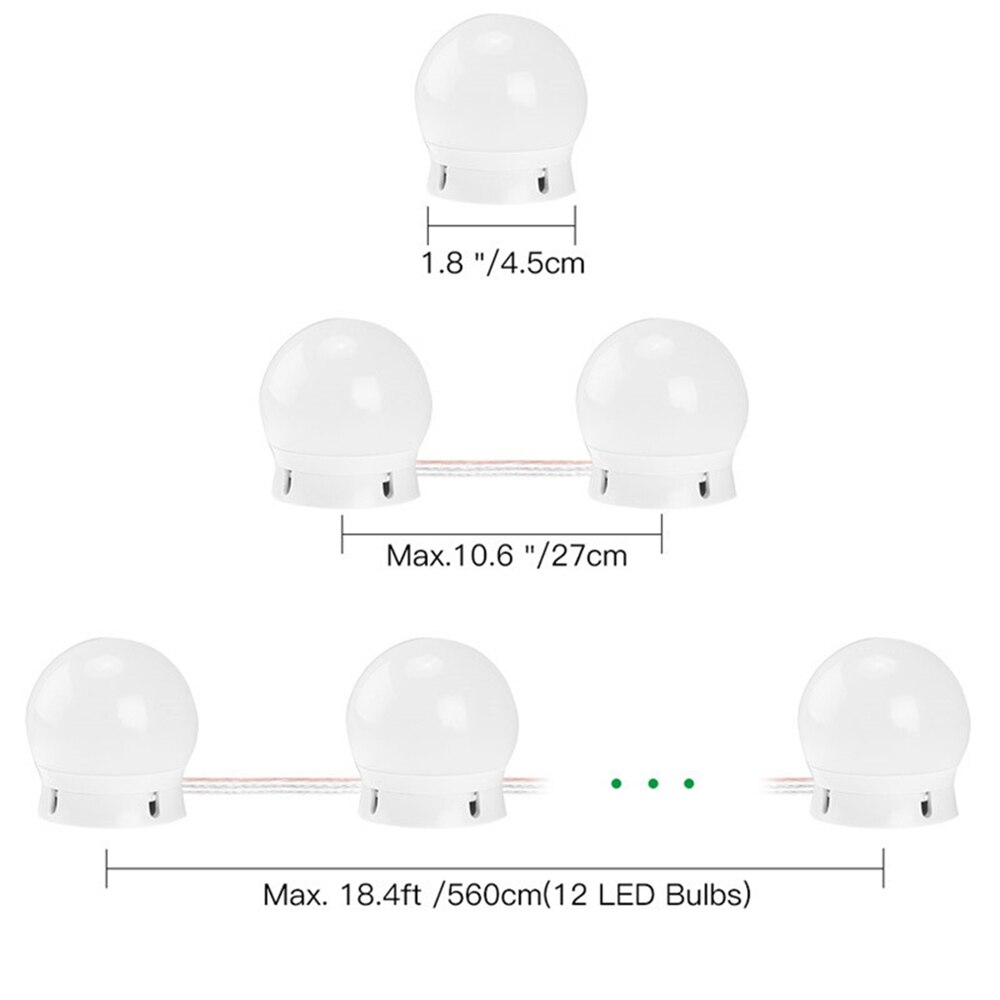 LEDGLE lampa doprowadziło nad lustro makijaż żarówka Hollywood próżność światła bezstopniowa ściemniająca lampa ścienna 6 10 12 14 zestaw żarówek robić toaletka