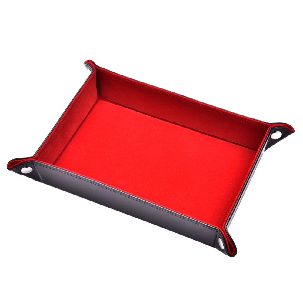Dubbelzijdig Dobbelstenen Dienblad PU Lederen Vouwen Rechthoek Lade Fluwelen Dobbelstenen Houder Voor RPG DND Schaken Andere Tafel Games En opslag