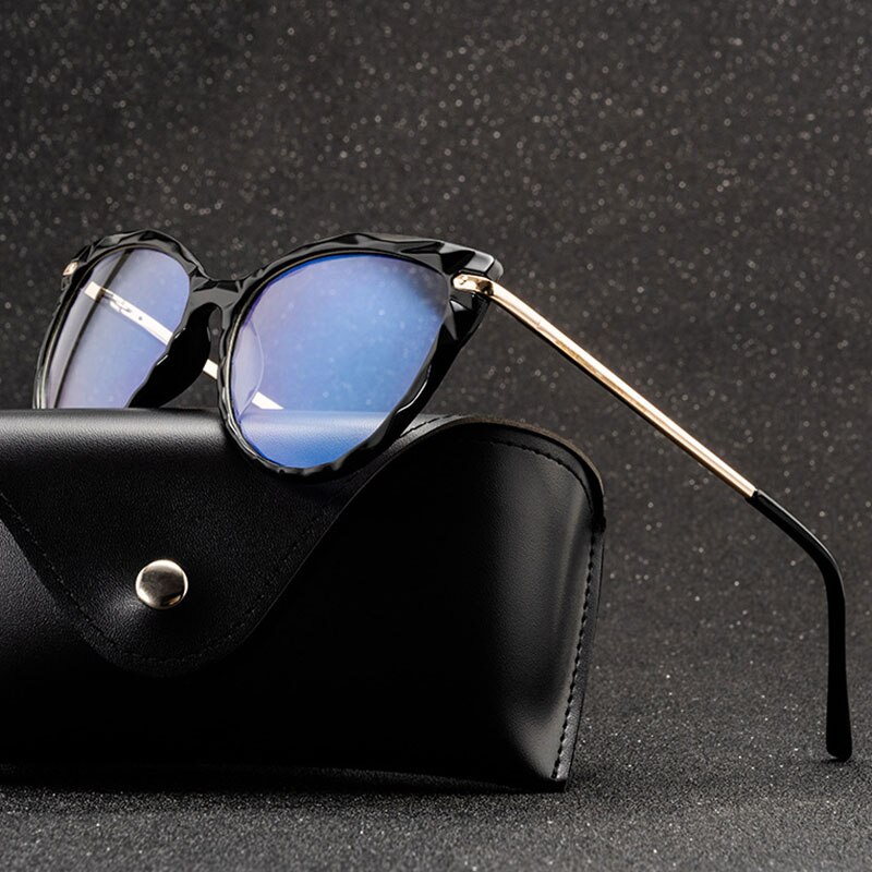 Gafas de sol con de ojo de gato y luz azul para mujer, lentes transparentes Con montura negra, de lujo,