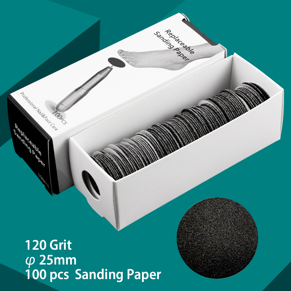 Papel de lija reemplazable para pedicura, herramienta para quitar callos y cutículas, Lima eléctrica para pies, herramientas de pedicura de piel muerta dura, 100 Uds.: Negro