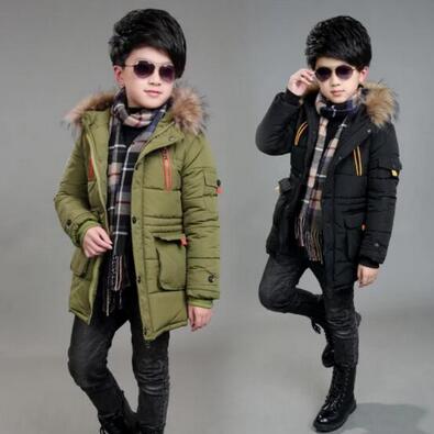 Chaquetas de invierno para niños, Parkas de plumón para niños de 5 a 15 años, abrigos con capucha, prendas de vestir de invierno con Cuello de piel