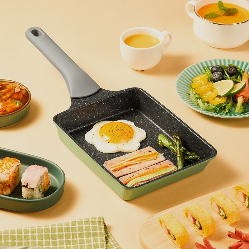 Nonstick Tamago pan,OmelettePan,Frying Pan,Food Grade Granite Nonstick, Silicon Handle ,19*15cm