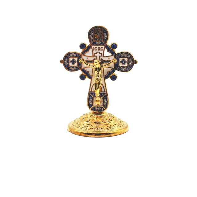 Home Decoratie Orthodoxe Kruis Jesus Kruisbeeld Religieuze Muur Kruis Decor Katholieke Relic Tafel Ornament Kerstcadeau: Royal Blue