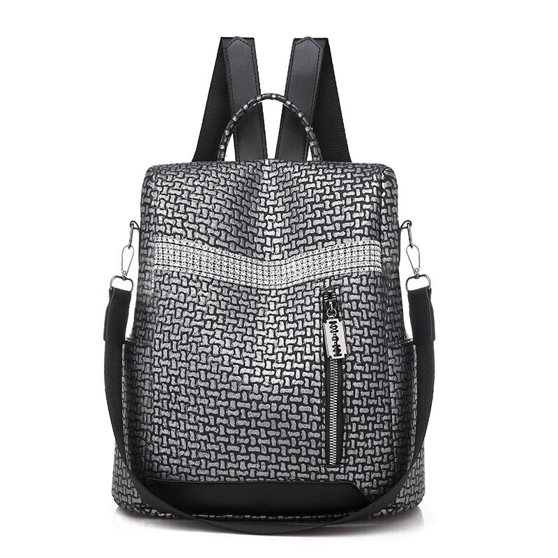 Likeeste mochila feminina escolar de couro, mochila feminina de alta qualidade feita em couro sintético de poliuretano, estilo 2019: Gray Backpack