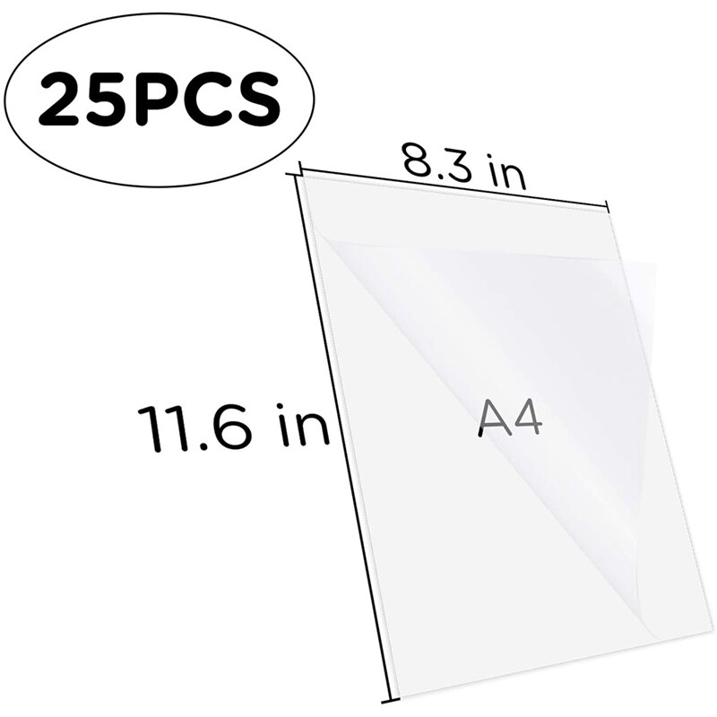 25 Vellen 8.3X11.6 Inch Inkjet Sticker Papier, Printable Transparantie Film Snel Droog Papier Label Voor Inkjet Printers