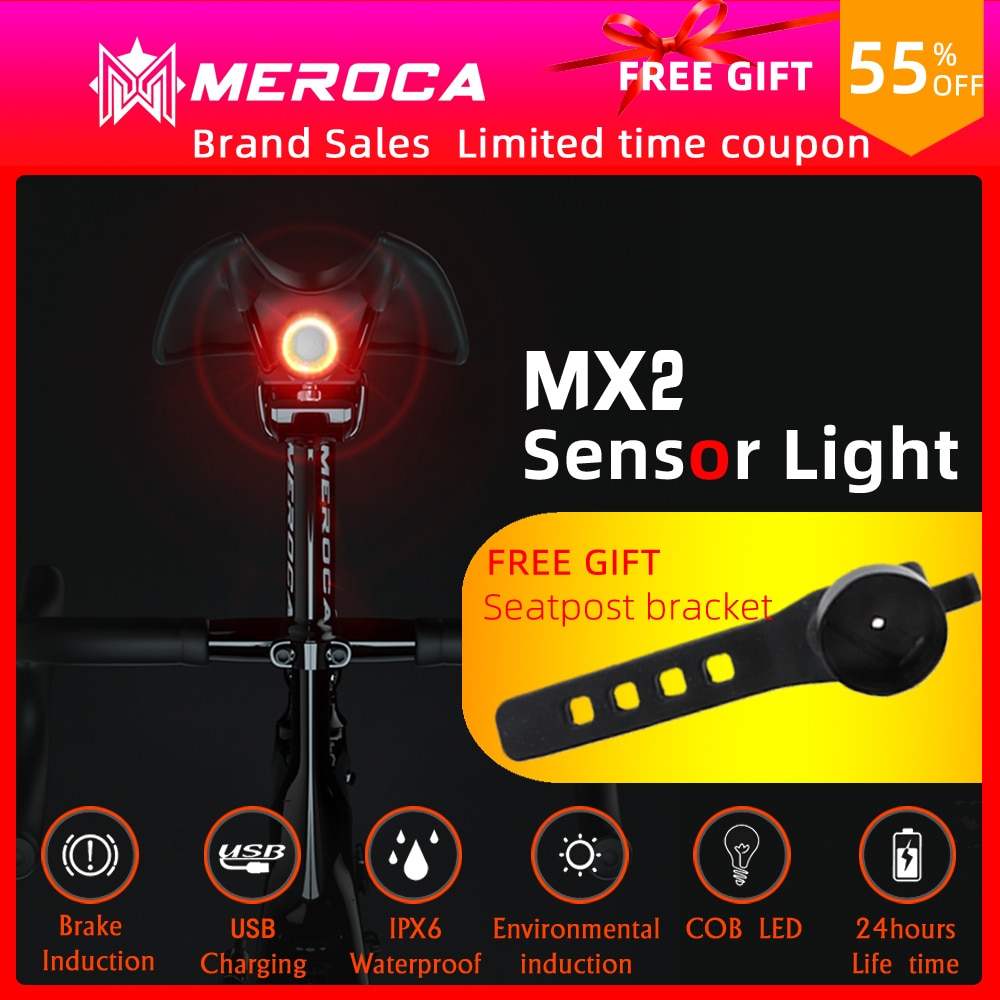Meroca MX2 Fiets Achterlichten Intelligente Sensor Remlichten Usb Xlite100 Racefiets Mtb Achterlichten