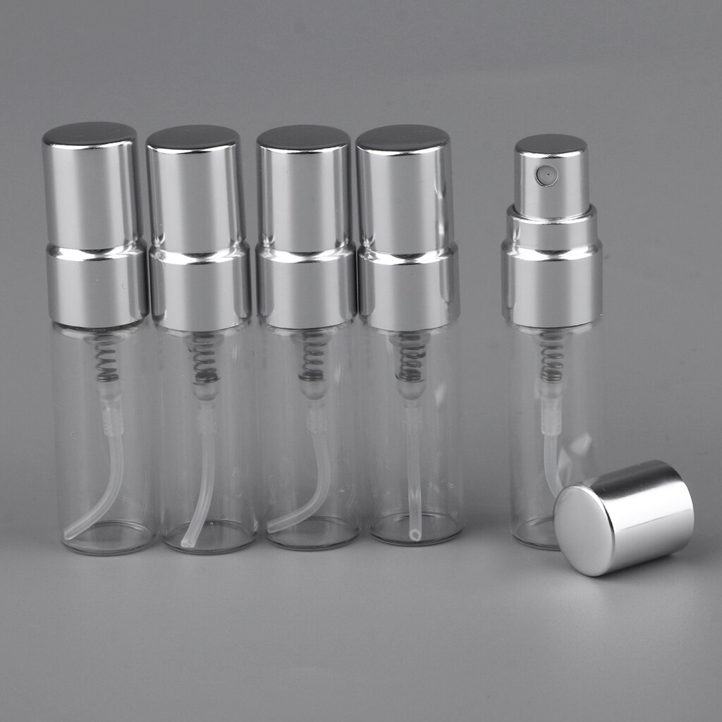 5X3Ml Lege Hervulbare Clear Glas Spray Parfumflesjes Container Verstuiver: Silver