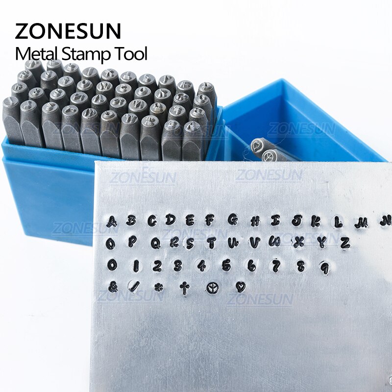 Zonesun Sieraden Metalen Stempels Alfabet Set A Z Hart Symbool Brief