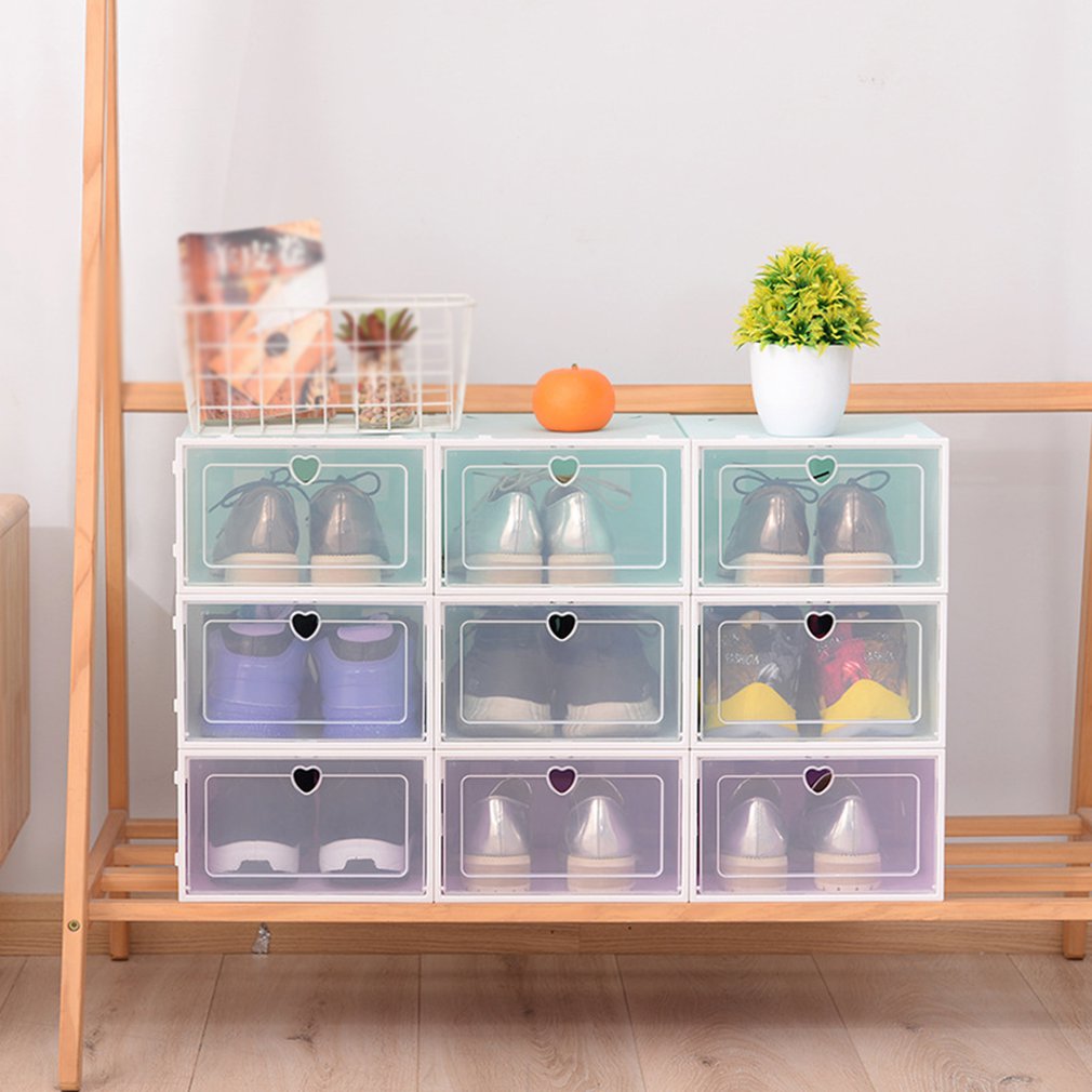 Foldable Clear Shoes Box Thickened Drawer Case Plastic Shoe Boxes Stackable Box Shoe Organizer Shoebox storage Shoe rack