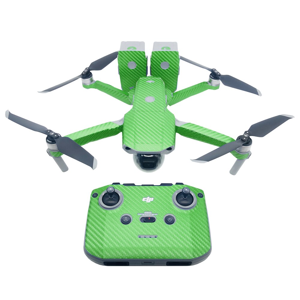 Carbon fiber stickers Skin Sticker For DJI Mavic Air 2 Drone Body Protection Film + Remote Controllers + 2 Batteries Skin: Green