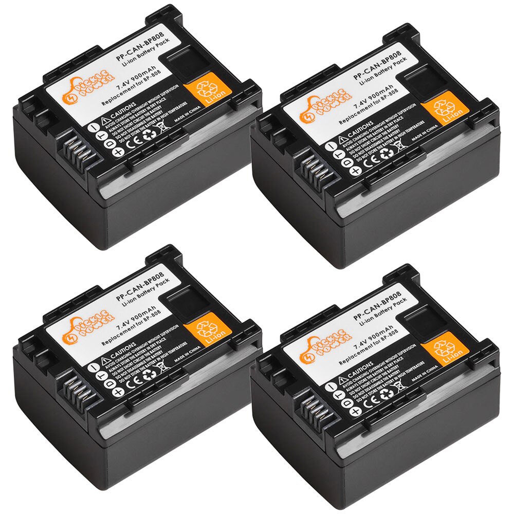900mAh BP-808 BP 808 Battery for Canon BP-827 BP 827 BP-819 BP-807 BP-809 XA10 HF20 HF10 HF100 HG20: 4 battery