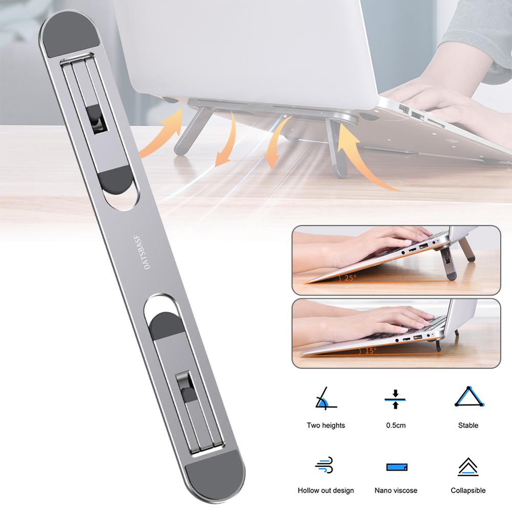 Bærbar stativ støtte notebook tilbehør macbook pro stativ mini foldbar bærbar bærbar holder til bærbar kølestativ: Sølv