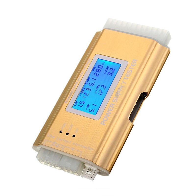 -LCD Pc Voeding Tester Voeding 20/24 Pin 4 Psu Atx Btx Itx Sata Hdd Goud