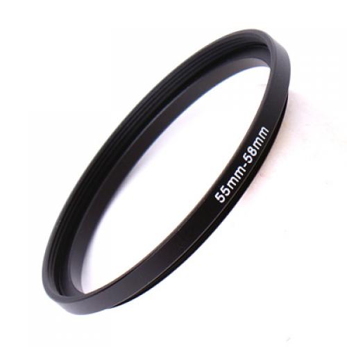 Black Metal 55mm to 58mm Step Up Filter Lens Ring Filter Stepping Adapter