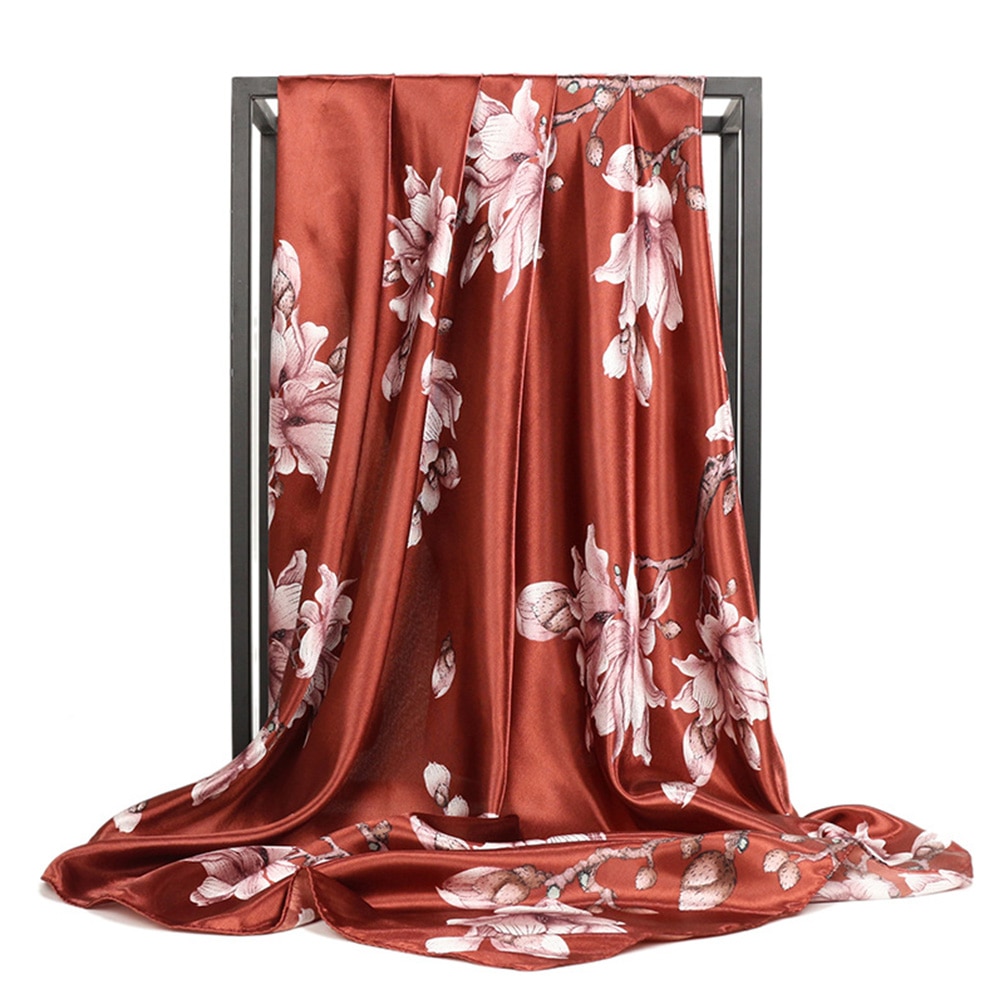 90*90cm trykte silke skjerf firkantet kvinnelig solkrem vill dekorasjon multifunksjonell silke tynn skjerf mann kvinner vår sommer