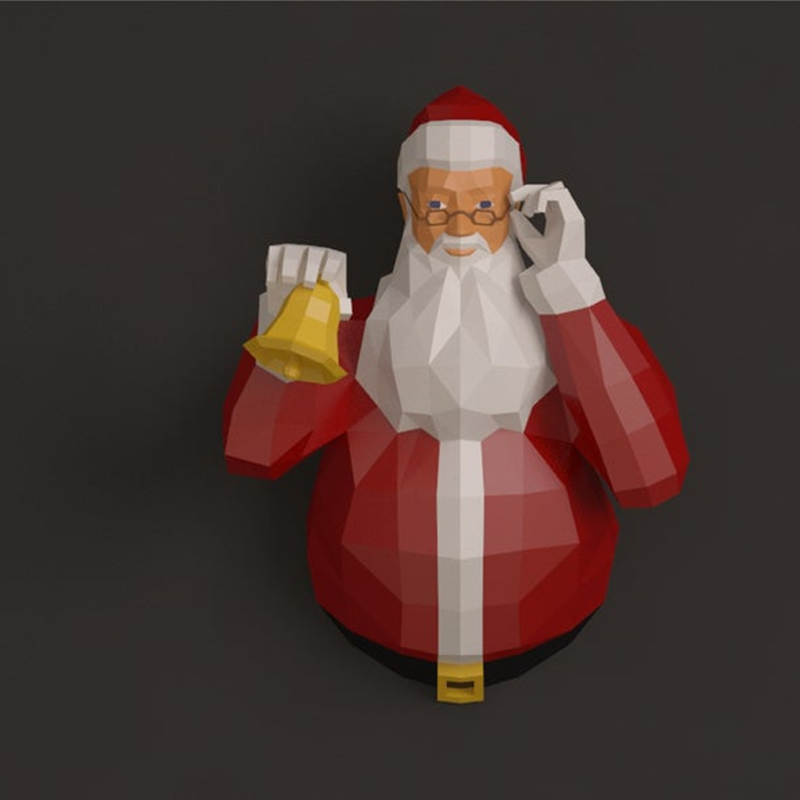 Papercraft – Sculpture 3D en papier du père noël, Sculpture en Poly bas, décoration murale de noël, jouets, , accessoires d&#39;art, DIY bricolage