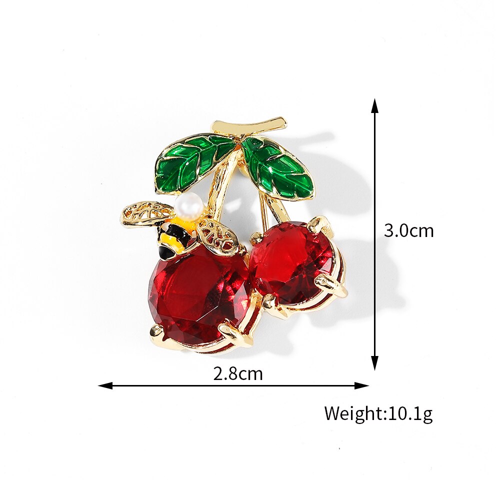 Wybu bling ruby cherry broche pino para mulher pano jóias espanha morango broches casamento festa escritório casual broche presente