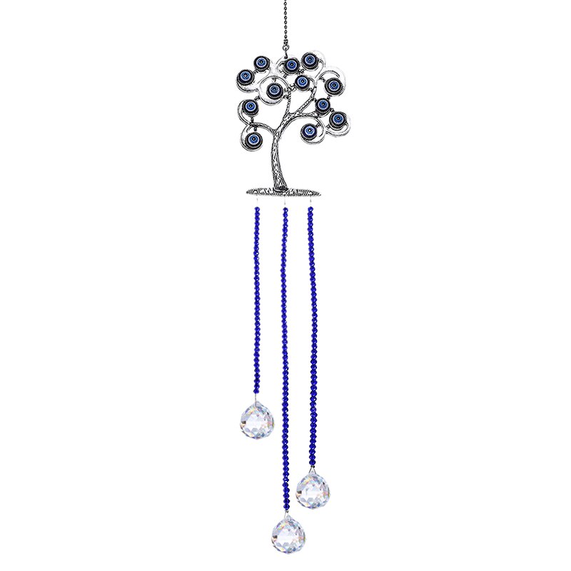 Diy Lucky Hamsa Turkse Blue Evil Eye Crystal Charm Suncatcher Hanger Wind Chime Amulet Thuis Muur Tuin Opknoping Decoratie: DE1915400