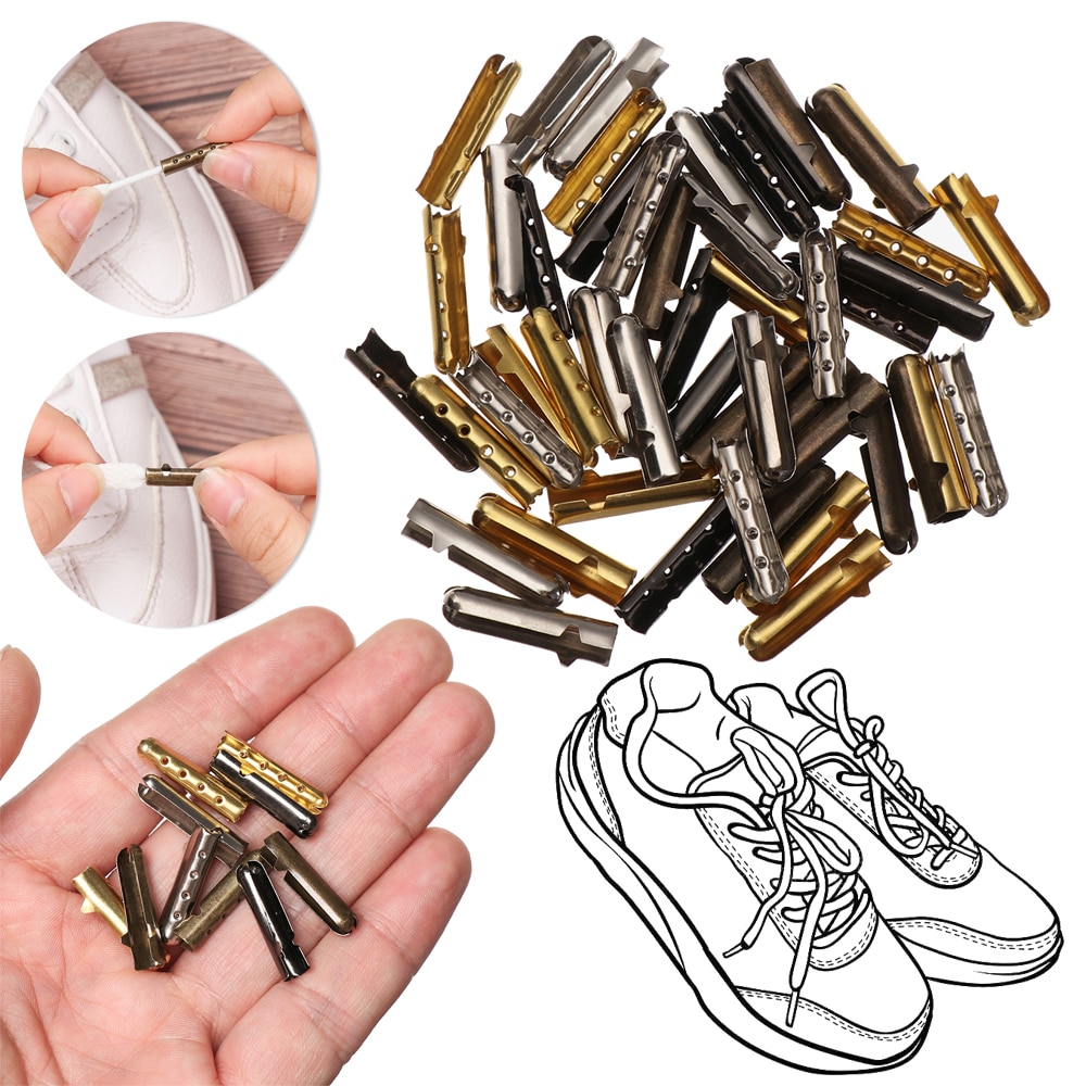 Cordón de zapato para hombre y mujer, accesorios para la cabeza, cordones, puntas de reparación, cabeza de repuesto, 50 unidades por paquete