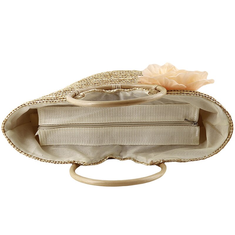 Beach Rattan Straw Polyester Bag Leisure Straw Craft Paper Weaving Handbag Beach Bag