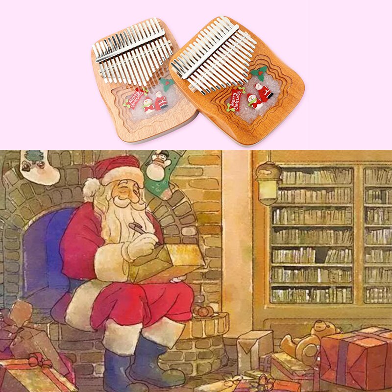 Kerstmis carlimba kalimba 17 toetsen kerstman duim piano muziekinstrument kerstman verjaardag