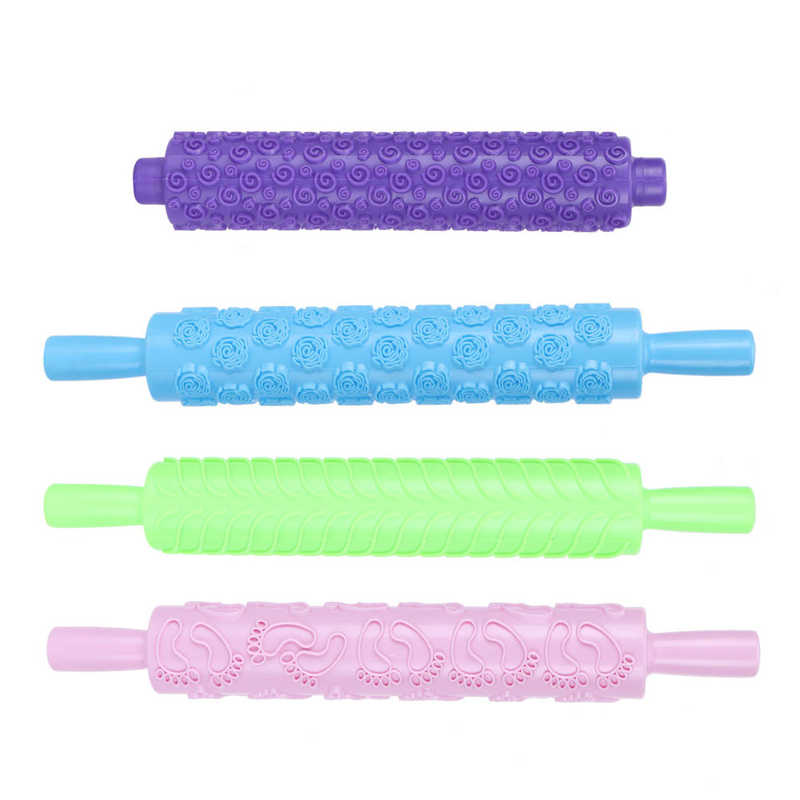 Deegrollen Pastry Boards Fondant Rolling Pin Tool Plastic Embossing Roller Bakken Gebak Taart Decoreren Leveringen Deeg