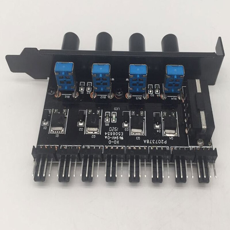 Pc 8 Kanalen Fan Hub 4 Knop Cooling Fan Speed Controller Voor Cpu Case Hdd Vga Pwm Fan Pci Bracket power Door 12V Fan Control