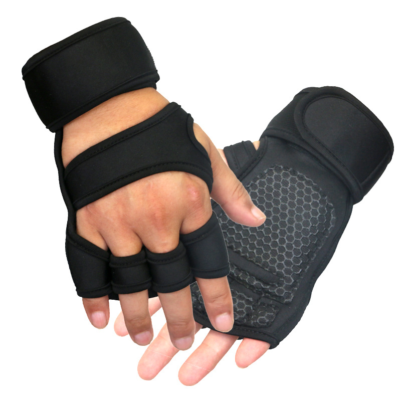 Hand Pols Palmbeschermer Handschoenen Gewichtheffen Trainingshandschoenen voor Heren Dames Fitness Sport Fietsen Gymnastiek Gymhandschoenen: M / Black