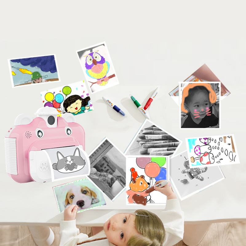 Pickwoo Kinderen Mini Leuke Digitale Print Camera Diy Foto Afdrukken Video Recorder Camcorder Kids Grote Kop Sticker Camera 'S