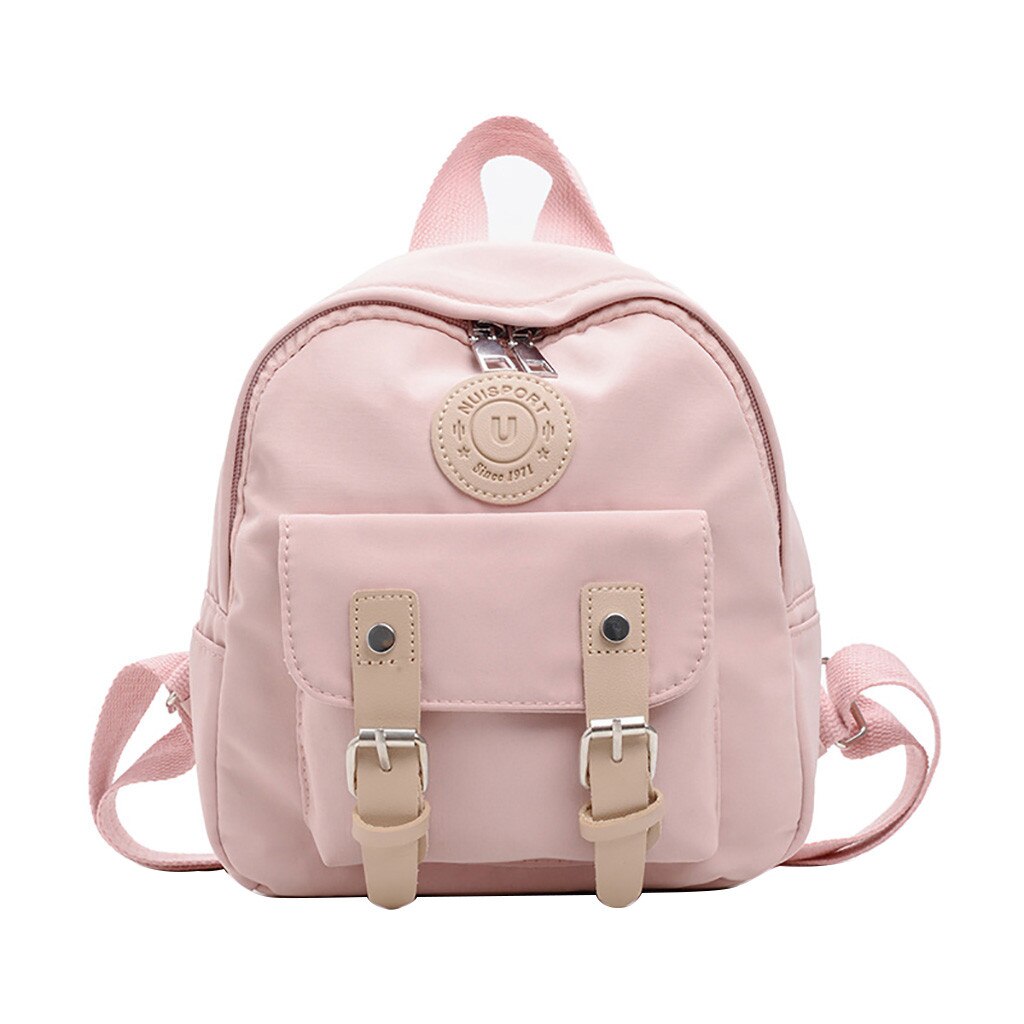 Mochila para mujer, bolso de hombro a la para niños, mochila sólida de nailon para estudiantes masculinos y femeninos, mochila sencilla y versátil Ju9: Pink