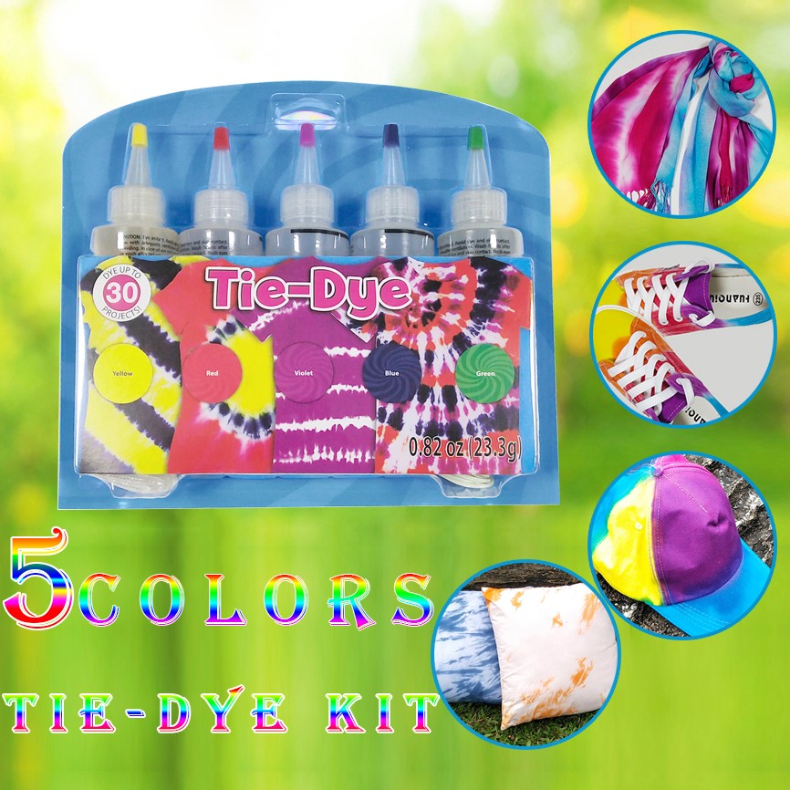 Fabric Textile One-Step Tie-Dye Kit 5 Colors DIY Safe Dyes: 2