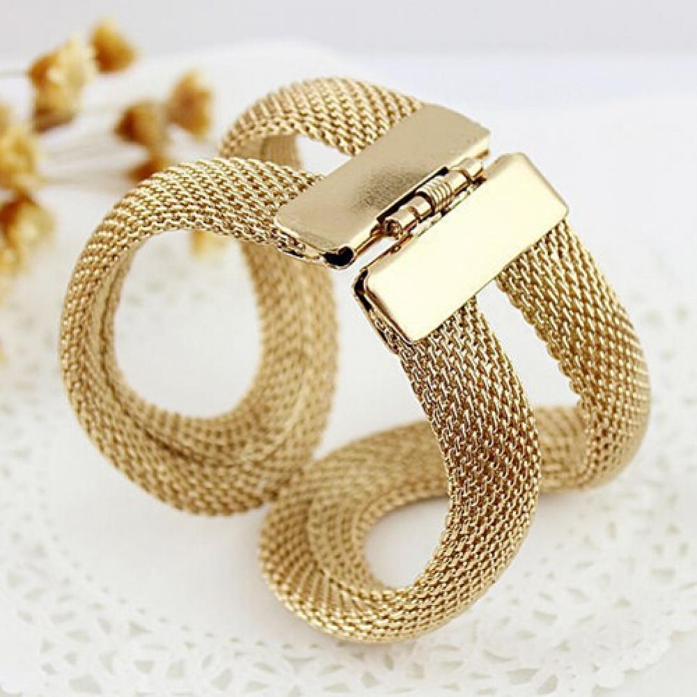 Bracelet Punk en alliage pour femmes, maille large, manchette de printemps, bijoux, Cool, à la