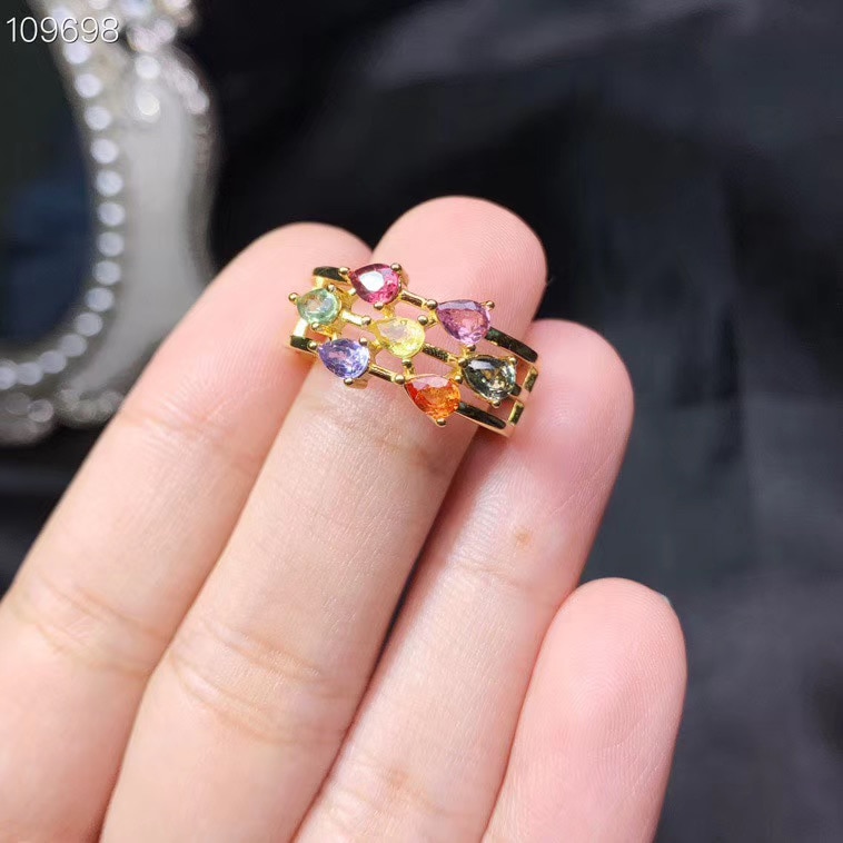 Kjjeaxcmy boutique sieraden 925 sterling zilveren ingelegde natuurlijke gekleurde saffier ring vrouwelijke ondersteuning detectie prachtige populaire