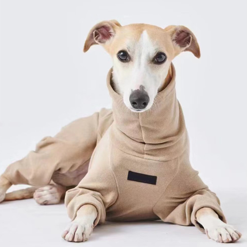 Ropa suave de cuello alto Whippet de 4 patas, suéter elástico de algodón para perros galgo italiano cálido en Otoño Invierno