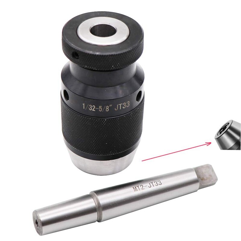 1/32 inch- 5/8 inch Super Heavy Duty Drill Press Chuck Keyless JT33 Mount &amp; MT2-JT33 Drill Chuck Arbor, High-Precision