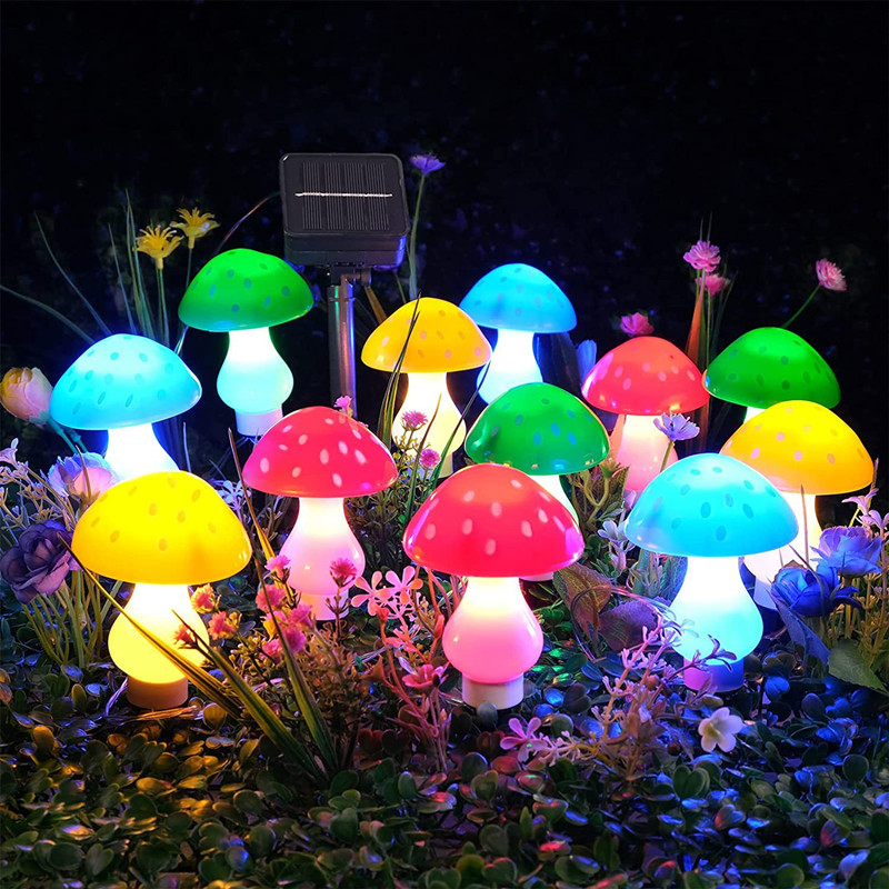 Luces solares de setas para decoración de jardín, luz nocturna impermeable para exteriores, lámpara LED de hadas para Navidad, Halloween, camino de césped y jardín: Sea Blue