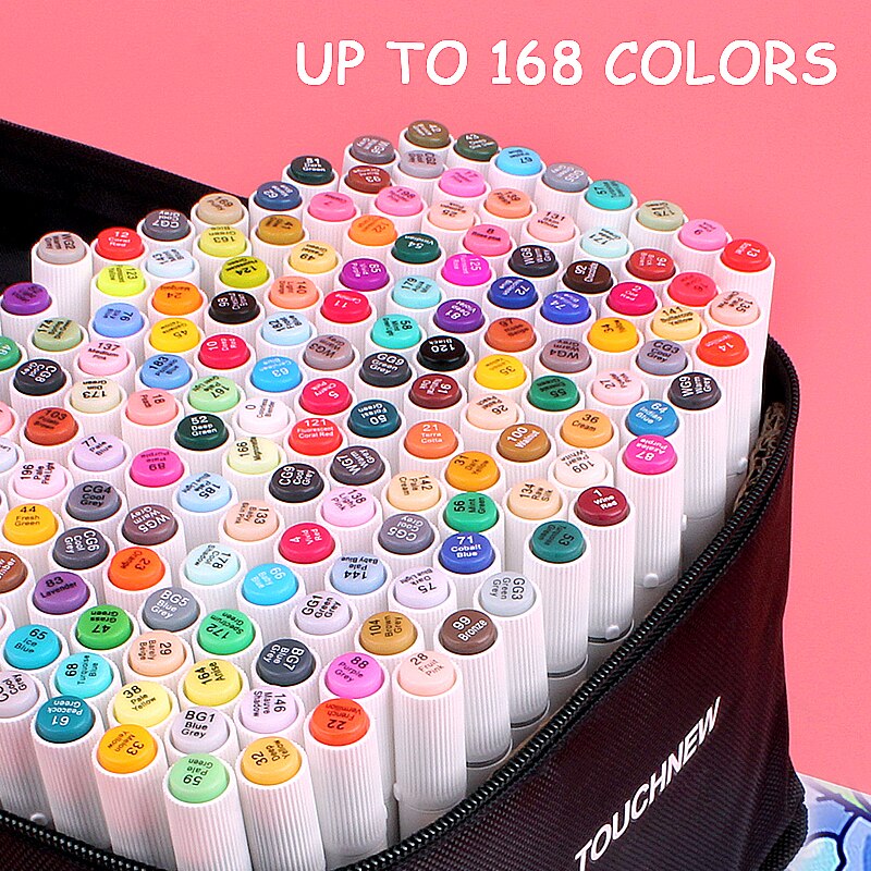 TOUCHNEW Markers Felt-Tip Oily Twin Brush Marker Pen for Drawing Manga Lettering Brush Pens